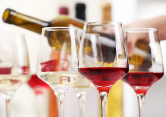 Glasses with different kind of wine