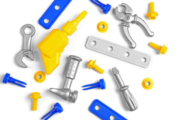 Children toys on white background