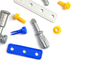 Children toys on white background