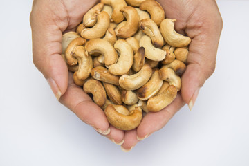 roasted cashews nut on hand