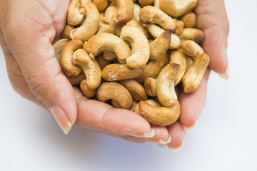 roasted cashews nut on hand