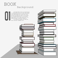 Pile of books background. Vector illustration. Books isolated on white.