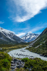 Beautiful view and glacier in Mount Cook National Park, South Island, New Zealand