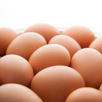 Fresh organic eggs in bowls