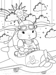 bunny pilot coloring page