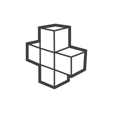 infographic Cube icon plus