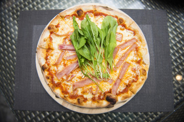 Baked pizzas fresh from the oven