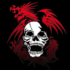 スカルとドラゴンのイラスト,