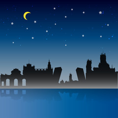 Madrid City Night Scene 