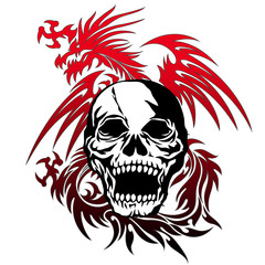 スカルとドラゴンのイラスト,