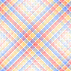 Red blue and yellow checkered colorful seamless pattern, vector