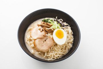 shot ramen isolated in studio on white background