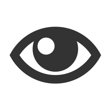 Eye icon. Simple flat logo of human eye on white background. Vector illustration.