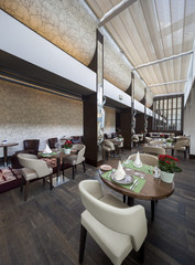 Modern restaurant interior, part of a hotel