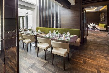 Modern restaurant interior, part of a hotel - Powered by Adobe