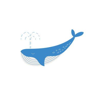 Vector whale in flat style
