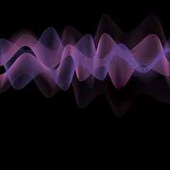 Abstract purple waves on black background