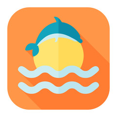dolphin and sun flat icon