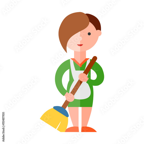 "cleaning woman flat icon" Stock image and royaltyfree vector files on