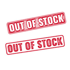 Two textured vector stamps Out of Stock isolated