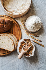 wheat and flour on the table