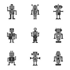 Robot vector icon set