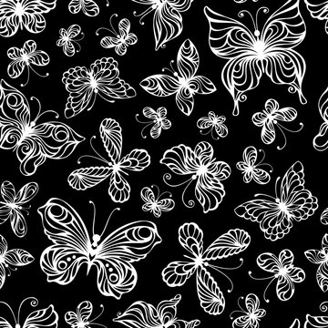 Seamless pattern of butterflies.