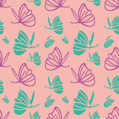 Fototapeta na wymiar Seamless pattern with butterfly. Vector clip art.