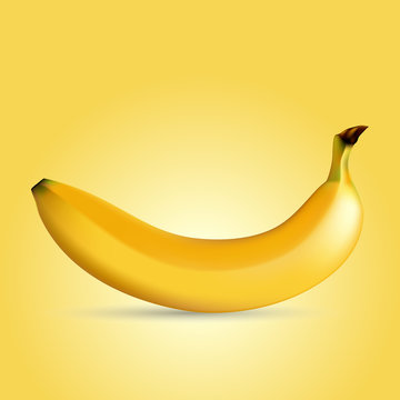 Vector illustration of a yellow banana , transparent Vector