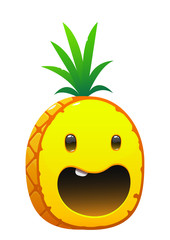 pineapple delicious juicy bright cartoon face