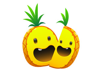 pineapple delicious juicy bright cartoon two face