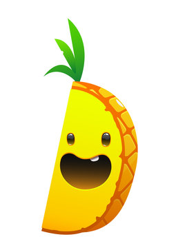 pineapple delicious juicy bright cartoon smile face
