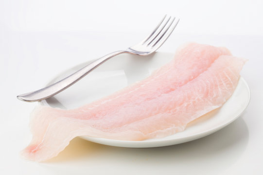 panga raw steak on plate;