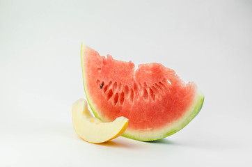 Slice of watermelon and melon