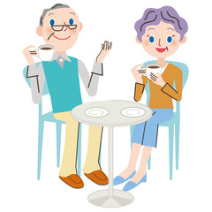 喫茶店　コーヒー　老父婦