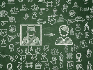 Law concept: Criminal Freed on School board background