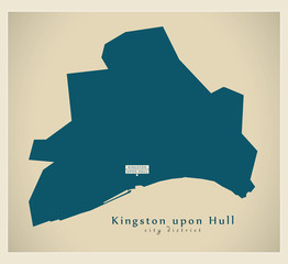 Modern Map - Kingston upon Hull unitary authority England UK