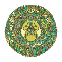 Round Ornament Pattern with a fly