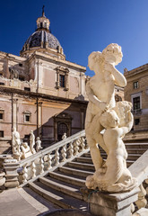 Obraz premium Palermo Fontana Pretoria, Sicily, Italy. Historical buildings