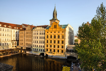 Prague architecture, river view, Czech Republic