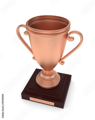 “Bronze cup on white background. 3D rendering.” Stock photo and royalty