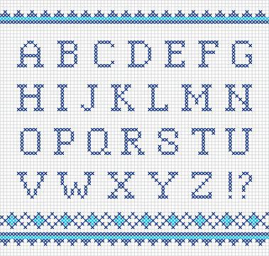 Embroidering vector alphabet