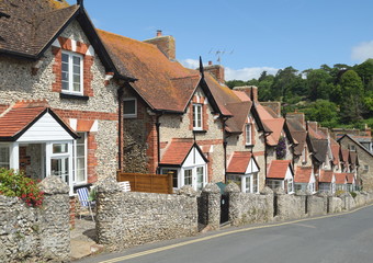 Fototapeta na wymiar Teracced houses in Beer village in Devon, England