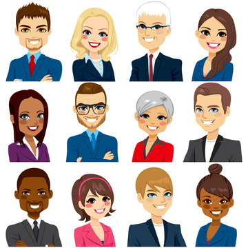 Set of business people avatar collection of workers team