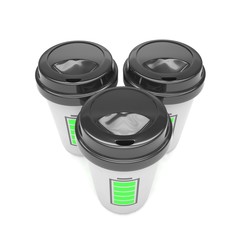 Three paper coffee cups. 3d rendering.