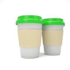 Three paper coffee cups. 3d rendering.