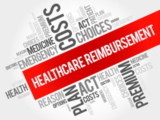 Healthcare Reimbursement word cloud collage, health concept background