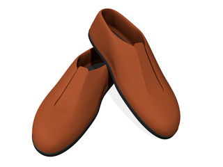 Pair of brown shoes. Isolated 3D illustration.