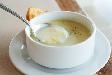 Corn soup in a cup 