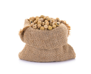 gold soybean with sack  isolated